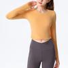Roupas de ioga de outono e inverno femininas de manga comprida Novo emagrecimento apertado elegante costas roupas de fitness esportivas com almofada no peito