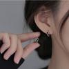 Pendientes Exquisitos de Corazón de Esmalte Negro para Mujer, Moda Vintage, Estilo Simple y Minimalista, Clips para Orejas de Oficina, Accesorios para Orejas Estilo Ins