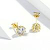 Brincos de Prata S925 com Seis Garras Transfronteiriços Moda Europeia e Americana Brincos de Diamante para Homens e Mulheres Brincos Clássicos de Moissanita Coroa