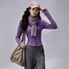 Chamarra de Yoga Otoño e Invierno para Mujer Ajustada con Cuello Alto y Cremallera Top Versátil Ajustado Ropa Exterior Ropa de Fitness Chamarra Deportiva