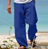 Pantalones de hombre 2025 pantalones de verano pantalones de playa cordón cintura elástica rectos color liso cómodos moda diaria calle