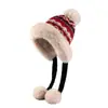 Gorro de Punto de Invierno con Patrón Jacquard, Estilo Étnico, Protección para las Orejas, Cálido y Grueso, Adelgazante, Gorro Cónico para Mujer