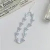 Llavero de plástico con perlas, con mariposas dulces de colores transparentes personalizados, temática de bosque estilo coreano, cadena de teléfono moderna anti-pérdida