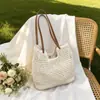 Bolsa de Palha Trançada Estilo Novo 2026, Bolsa Trançada Artesanal Artística, Bolsa Casual Feminina de Fio de Algodão, Bolsa de Ombro para Férias na Praia, Bolsa Tote