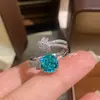 Anillo Octagonal Elegante para Mujer con Aquamarina Corte Rosa Milenio Super Brillante, Super Vendido en Transmisión en Vivo, Incrustación de Diamante de Alto Carbono Color Verde Iba