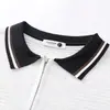 Tricô Estilo Old Money Novo Masculino Manga Curta Toque de Luxo Gola Lapela Zíper Camiseta Casual de Negócios Top Transfronteiriço