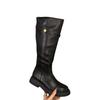 Botas de otoño e invierno para mujer con suela gruesa, botas de caballero sin cordones marrones con efecto adelgazante, botas vaqueras Maillard Western.