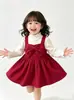 Vestido de Veludo Cotelê para Meninas Mai Li Outono e Inverno Novo Estilo Coreano Vestido de Princesa para Bebês Vestido Infantil