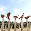 Silhueta de Cinco Pássaros Enferrujados Metal Jardinagem Ferro Pátio Jardim Parafusos Ornamento Decoração de Cerca Plástica Metabo