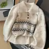 Fábrica de Jerseys Dalang Jersey Melard Fair Isle Cuello Solapa Hombro Normal para Mujer 2026 Principios de Otoño Nuevo Top de Punto