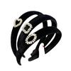B306 Diadema de Corazón Hueco con Circonita Diadema Simple de Lana Negra Diadema Elegante Accesorio para el Cabello de Hada Celebridad de Internet
