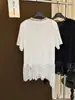 Camiseta Blanca de Manga Corta para Mujer, Patchwork de Encaje con Cuello en V, Ropa Interior de Verano, Top Irregular con Sentido del Diseño, Nuevo Modelo 2026