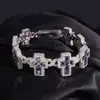 Nuevo Pulsera con Cruz de Plata de Ley S925 Incrustada con Diamantes y Moissanita de Color Totalmente Pavimentada Marca Trendy Transfronteriza Accesorios Comercio Exterior Comercio Electrónico