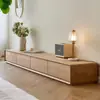 Juego de Mesa de Centro y Mueble de TV de Madera Maciza, Sala de Estar Moderna Minimalista Nórdica, Mueble de TV Ancho de Pie, Lujo Ligero Color Madera Natural