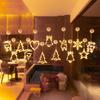 Luces Navideñas LED Muñeco de Nieve Árbol de Navidad Campana Estrella de Cinco Puntas Luz de Estrella para Ventana de Habitación Festiva Luz con Ventosa