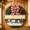 Letrero de puerta de madera impreso para productos nuevos transfronterizos, letrero redondo de bienvenida, colgante decorativo para puerta de Halloween de comercio exterior para Amazon