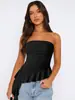 Ropa Y2K Ajustada Chica Atrevida Tops Bm Ropa Exterior de Alta Gama Europea y Americana Top Tubo Sexy con Borlas Asimétricas Verano