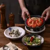 Bol de Sashimi estilo japonés transfronterizo Vajilla Comercial de Cerámica Creativo Bol de Verduras Tinta Salpicada Bol Salah Vintage Bol de Postre Bol para el Hogar