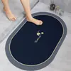 Tapete de chão para banheiro feito de terra de diatomáceas, tapete macio de secagem rápida para a entrada do banheiro, tapete para os pés absorvente de água e antiderrapante, base de carpete para casa