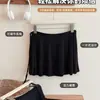 Saia Esportiva Fashion Preta que Cobre o Quadril, Saia de Yoga Peça Única com Cadarço, Saia Curta Feminina Fitness Emagrecedora Anti-Exposição