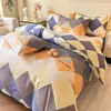 Nueva colección de otoño e invierno: Juego de ropa de cama de cuatro piezas engrosado, 100% algodón, cepillado, algodón puro, cálido, y viene en un paquete resistente, disponible para camas individuales o dobles