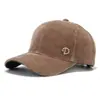 Chapéu de beisebol estilo coreano para outono e inverno, versátil, nova moda, veludo cotelê, com letra, aba curva, boné, chapéu de sol quente para atividades ao ar livre