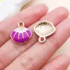 20 Estilos de Pingentes de Liga Metálica com Esmalte Roxo em Formato de Pena, Coração, Rosca para Montagem de Colar, Pulseira, Chaveiro