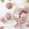Decoración Navideña Nueva Transfronteriza Bola de Navidad Rosa Estrella de Cinco Puntas Adorno Colgante para Árbol de Navidad Estrella para la Punta del Árbol Colgante de Navidad