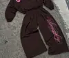 Sudadera americana de calle transfronteriza de corte holgado con estampado de letras de espuma, versátil y elegante, pantalones casuales unisex de pierna ancha