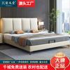 Estilo Italiano Simples Luz Luxo Cama de Couro Master Quarto Creme Estilo Soft Bed High Box Armazenamento Cama de Casal Apartamento Pequeno Bean Bloco de Requeijão Cama