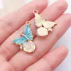 Incrustaciones de Perlas con Diamantes, Camelia, Mariposa Colorida, Aleación con Goteo de Aceite, Accesorios para Joyería DIY, Collar, Pendientes, Llavero
