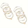 Al por mayor de Joyería de Mano Europea y Americana Transfronteriza Colgante de Disco Cuentas de Arroz Grandes Elástico Moda Temperamento Conjunto de Múltiples Piezas Pulsera para Mujer