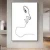 Pintura decorativa para sala de estar de personaje abstracto de una sola pincelada, pared de fondo de sofá moderna y simple, pintura de suelo, pintura colgante para porche