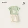 Conjunto de Dos Piezas de Verano para Niños G Bangxuan: Camiseta de Manga Corta y Pantalones Casuales de Color Sólido para Niños