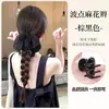Peruca Trançada de Rabo de Cavalo Baixo com Laço de Bolinhas, Acessório de Cabelo Trançado Longo Sintético, Rabo de Cavalo Trançado de Peruca Clip-in