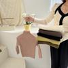 Suéter Básico para Niñas 2025 Otoño/Invierno Suave para Niños Color Sólido Cuello Medio Alto Tejido de Punto Elástico Top Moderno