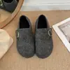 Sapatos sapatos únicos pele retro novo estilo feminino feltro de lã sapatos Birkenstock salto escondido cobertura total 2026 sola grossa outono e inverno com fleece