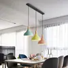 Lámpara de araña de tres luces con forma de disco para restaurante, estilo nórdico, macarrón, moderna, sencilla y creativa, para comedor, mesa de comedor, bar, lámparas largas.