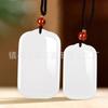 Colgante de jade afgano natural con forma de tarjeta de paz, almidón de raíz de loto, color azul y blanco, jade ruyi, tarjeta de paz, venta al por mayor