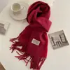 Bufanda de estilo coreano para Otoño e Invierno 2025, nuevo color puro, imitación cachemir, con borlas en ambos lados, para mujer, engrosada, doble uso, tendencia para estudiantes