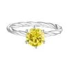 Anillo retorcido de plata de ley S925, modelo nuevo, con moissanita de colores, simple y elegante, estilo nicho, venta al por mayor personalizada de fábrica