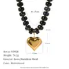 Nuevo Colgante de Corazón de Acero Inoxidable Chapado en Oro 18K Europeo y Americano, Collar con Cuentas de Resina Coloridas Dopamina