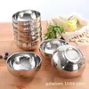 Tazón Brillante de Acero Inoxidable de Doble Capa Tazón Aislado Tazón Anti-Escaldaduras y Anti-Caídas para Niños de Jardín de Niños Tazón para Comer de Uso Doméstico Tazón para Sopa de Comedor