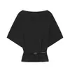 Z Estilo Europeo y Americano Transfronterizo 2026 Nuevo Moda Elegante para Viaje de Mujer Top de Punto de Color Sólido con Cinturón 5536043