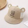 Chapéu de pescador de urso de desenho animado fofo para bebês, chapéu de sol de malha de desenho animado estilo coreano para meninos de 2 anos, chapéu bucket transfronteiriço
