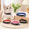 Coleira de webbing estampada para pet com guizo, acessório para gato e cachorro, coleira de pescoço ajustável com fecho de pressão, em estoque