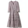 Elegante y suave vestido largo de seda de morera con cintas, vestido de seda de verano para mujer, sensación de alta gama y juvenil para el verano