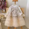 Vestido sin mangas para niña, vestido de cumpleaños de otoño para niños, vestido de pastel de tutú con lentejuelas, dulce vestido de princesa de tul