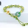 "Flor de Amor Mariposa" Nuevo Estilo Chino Pulsera de Hebilla de Paz, Lujo Ligero, Sensación de Alta Gama, Pulsera Tejida a Mano de Flor de Durazno para Mujer