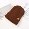 Gorro de Tricô Espesso Estilo Europeu e Americano para Circunferência da Cabeça Grande com Forro de Lã e Etiqueta de Couro, Fabricante de Gorros Quentes de Inverno
